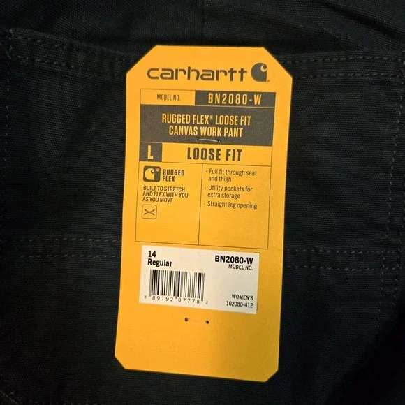 Women's Carhartt Rugged Flex Loose Fit Canvas Work Pants Navy Size 14 NEW 36x31 - Picture 6 of 7